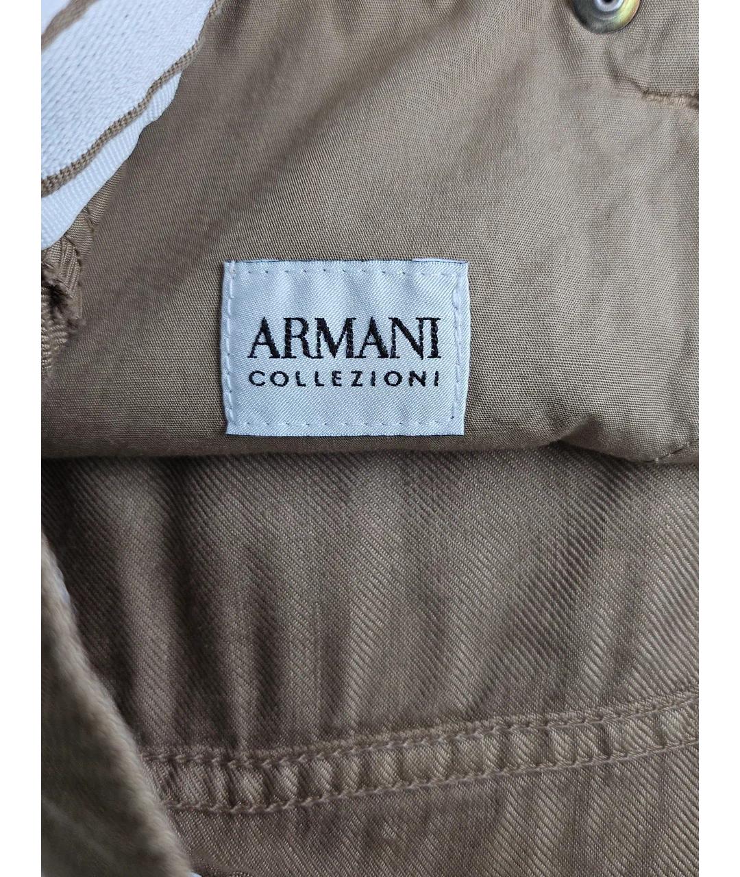ARMANI COLLEZIONI Бежевые льняные повседневные брюки, фото 6