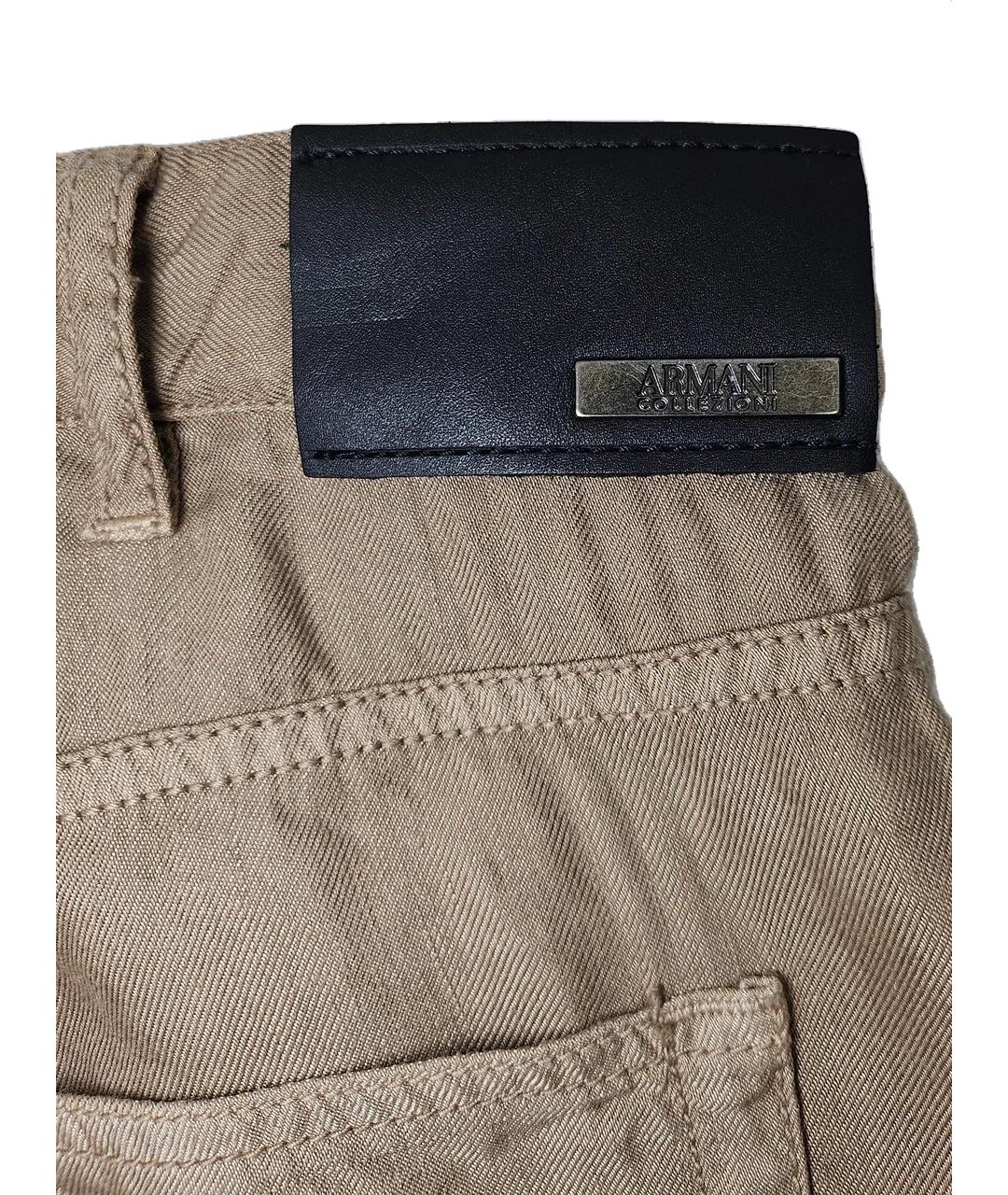 ARMANI COLLEZIONI Бежевые льняные повседневные брюки, фото 5