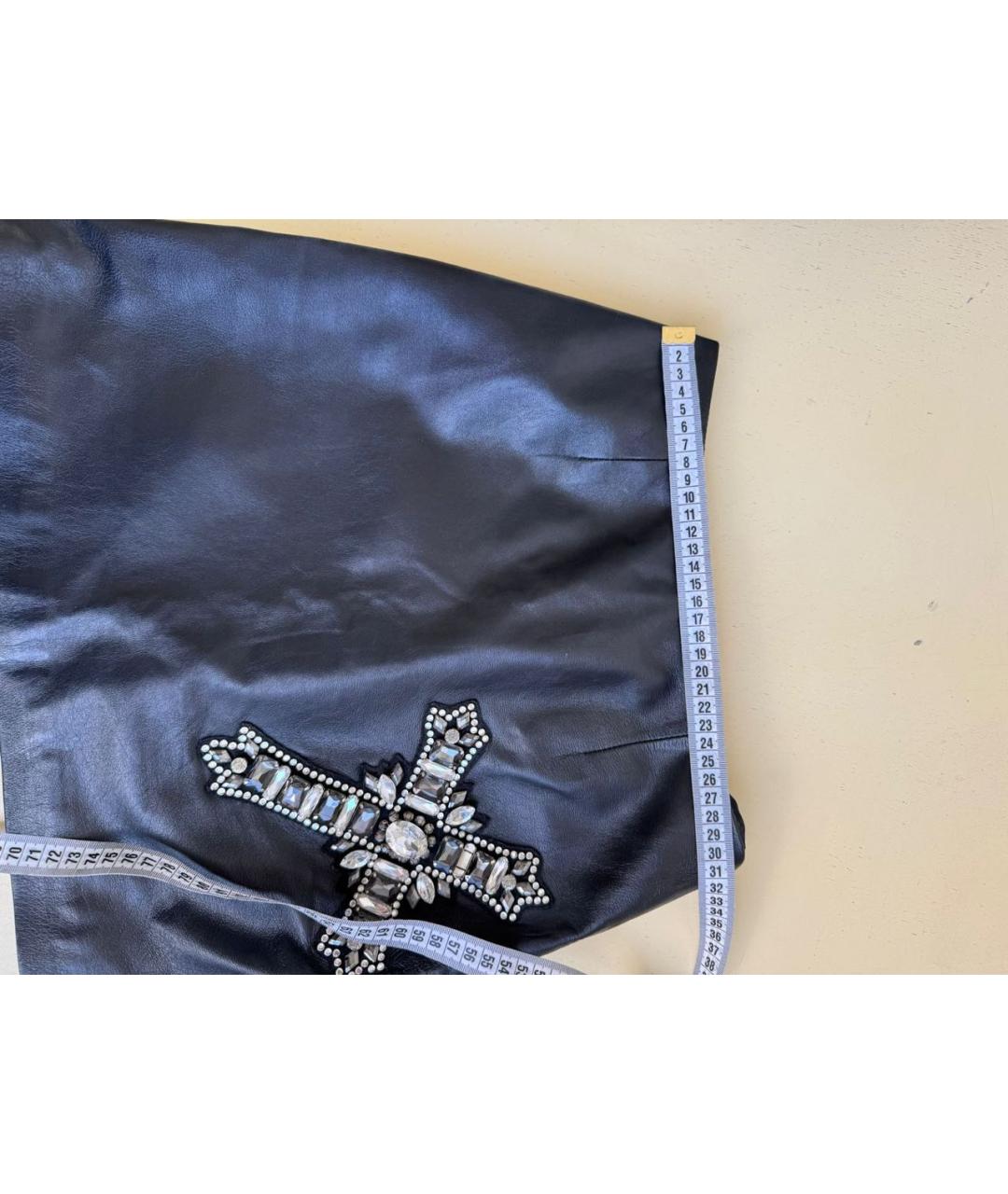 PINKO Черная кожаная юбка мини, фото 3