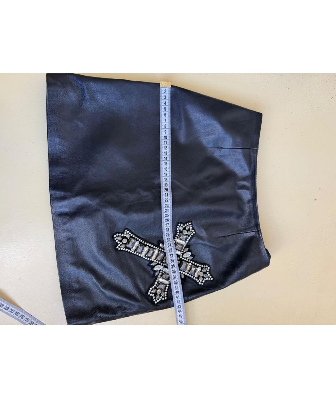 PINKO Черная кожаная юбка мини, фото 5
