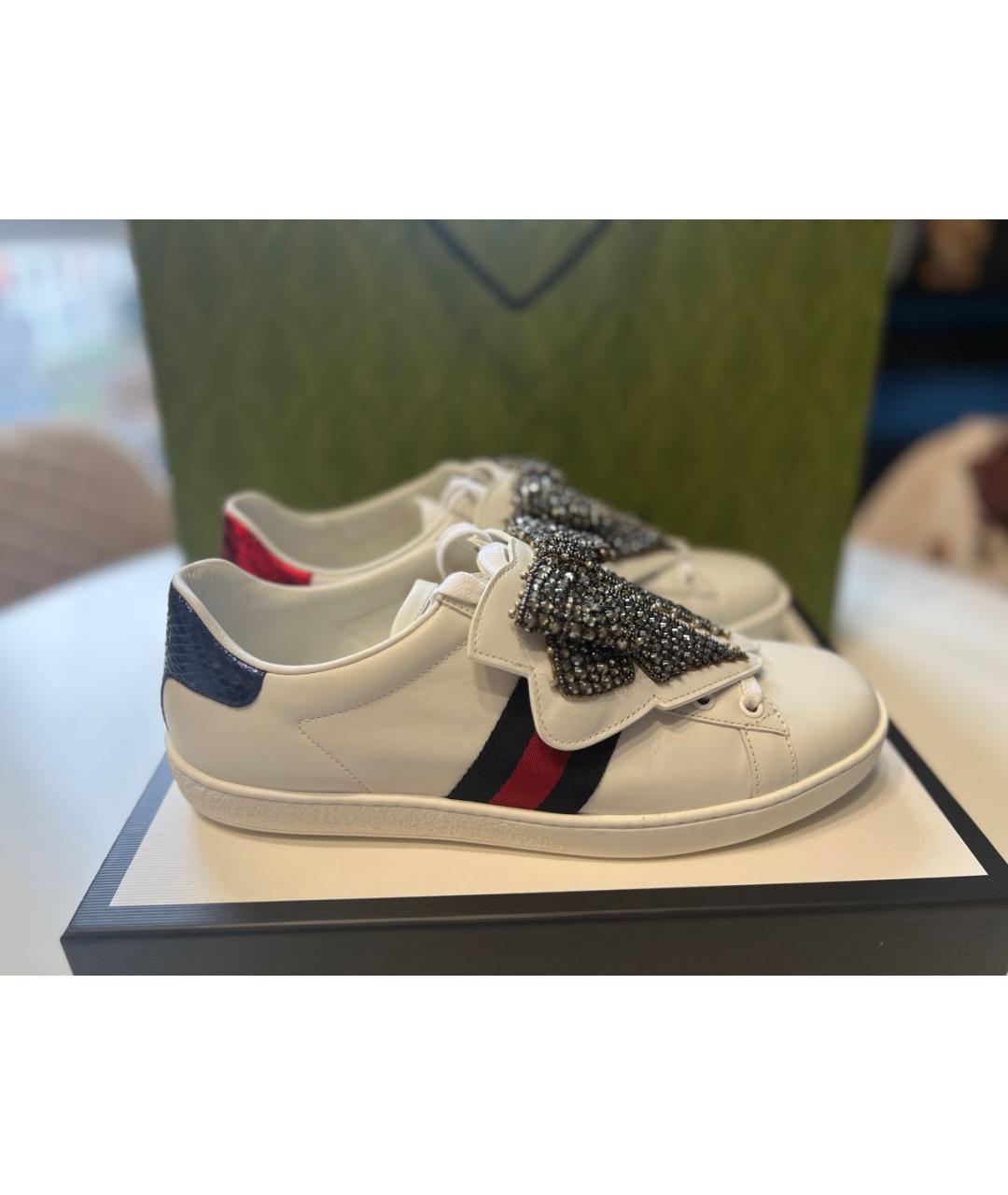 GUCCI Белые кожаные кеды, фото 7