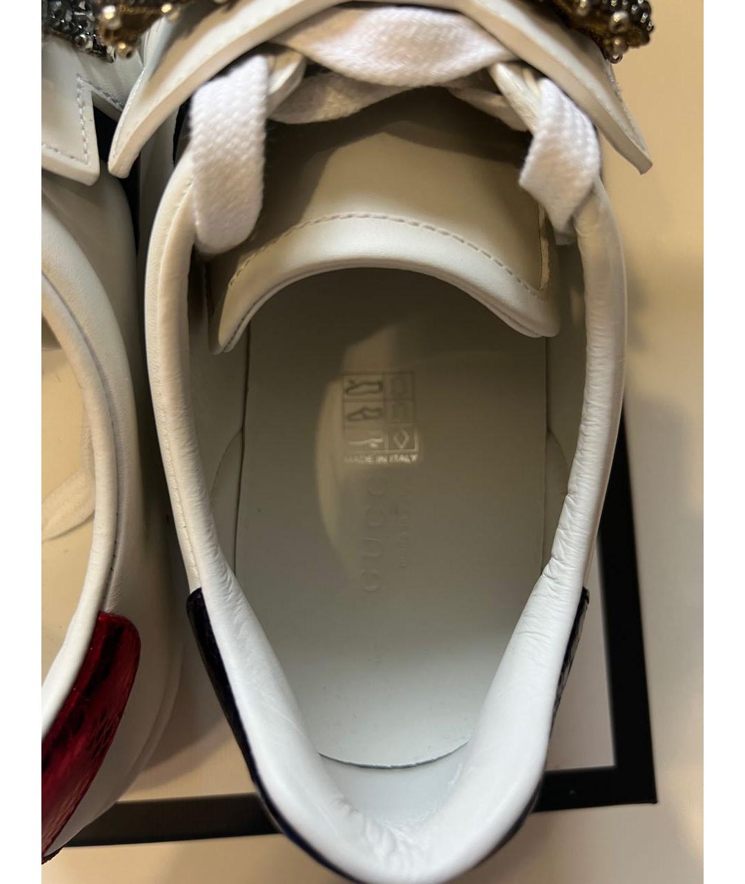 GUCCI Белые кожаные кеды, фото 6