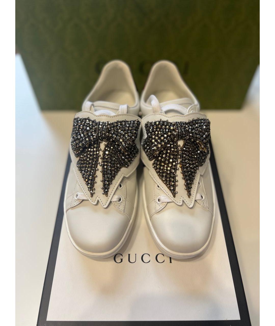 GUCCI Белые кожаные кеды, фото 2