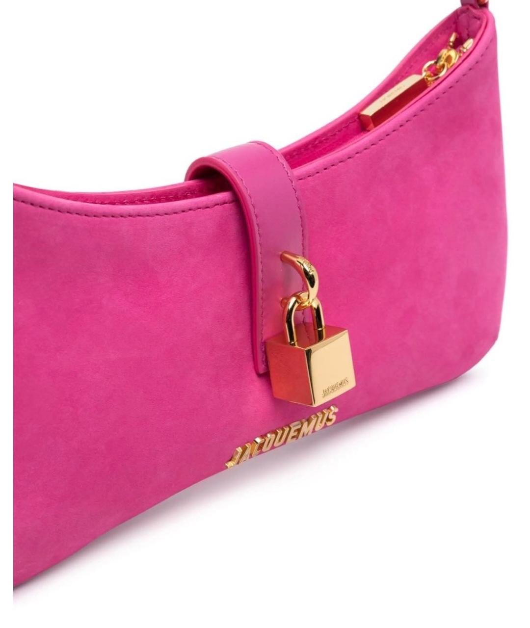JACQUEMUS Розовая замшевая сумка с короткими ручками, фото 3