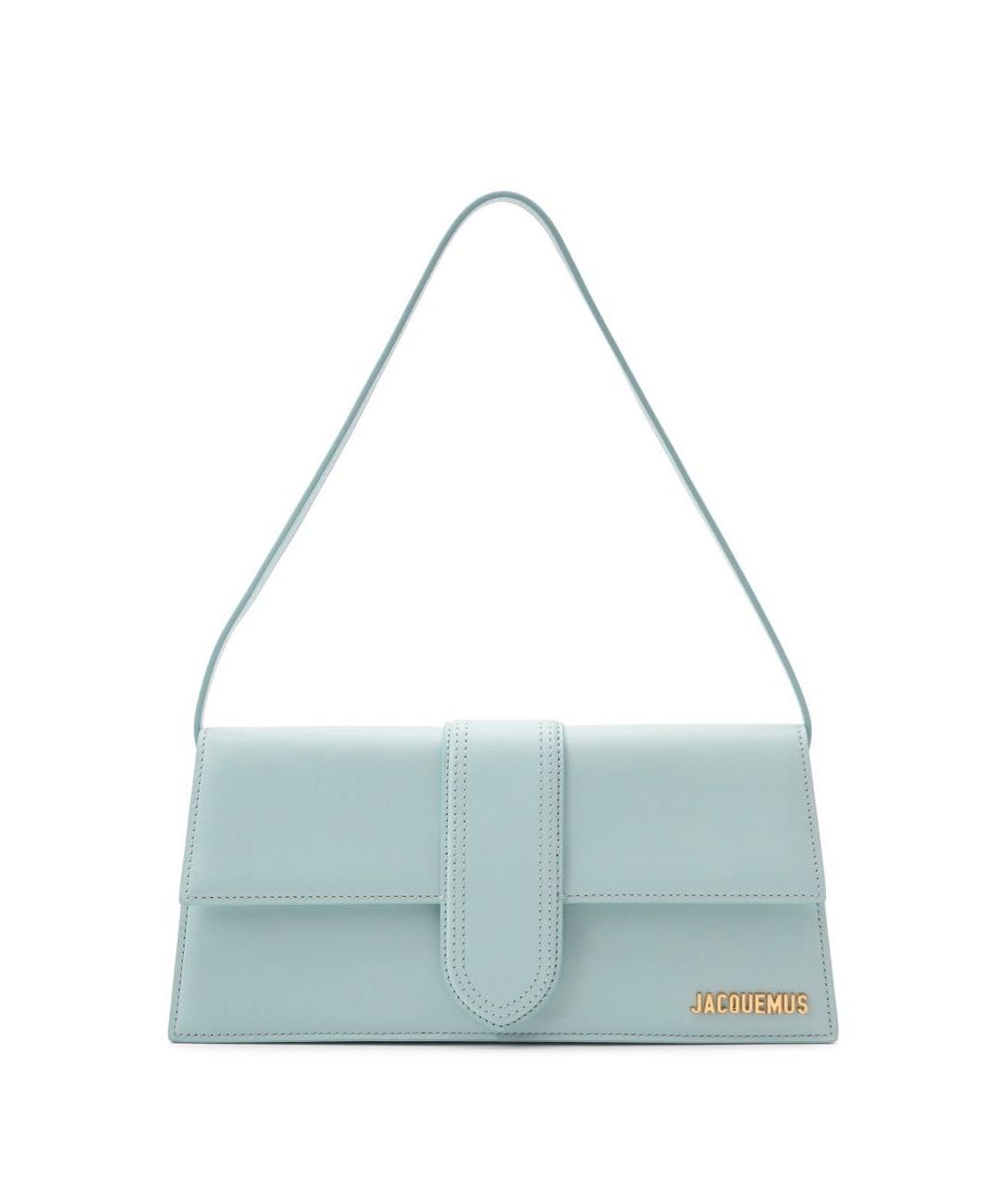JACQUEMUS Голубая кожаная сумка с короткими ручками, фото 5