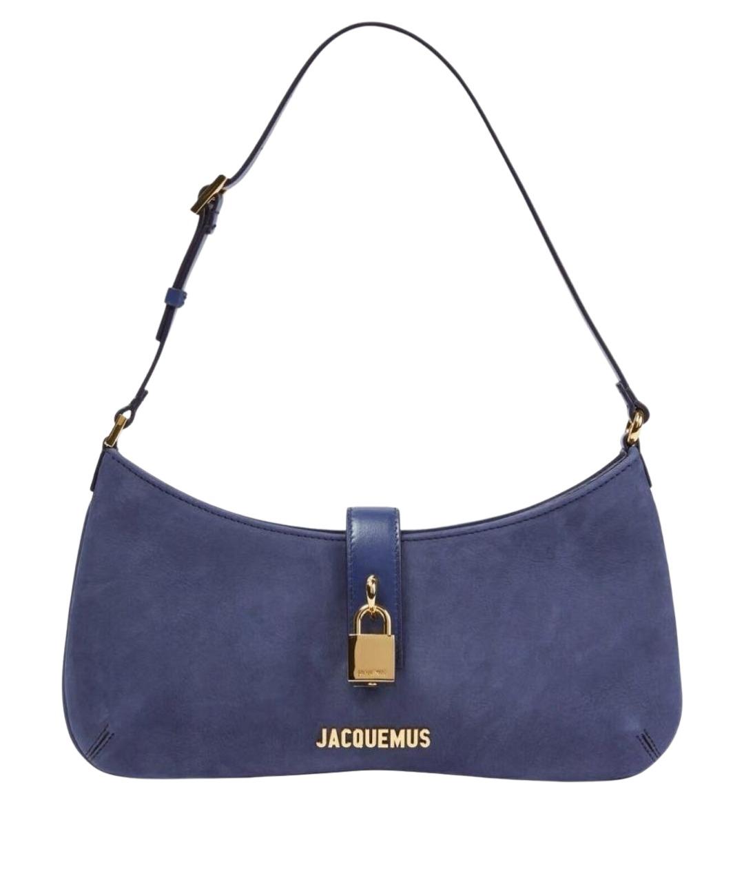 JACQUEMUS Темно-синяя замшевая сумка с короткими ручками, фото 1