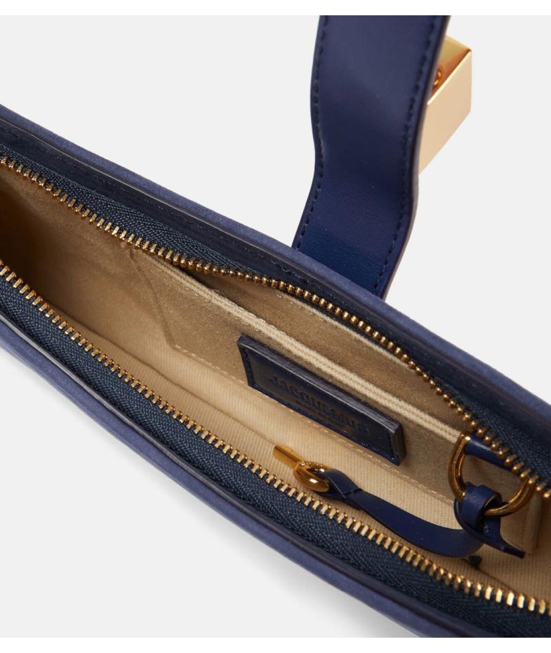 JACQUEMUS Темно-синяя замшевая сумка с короткими ручками, фото 4