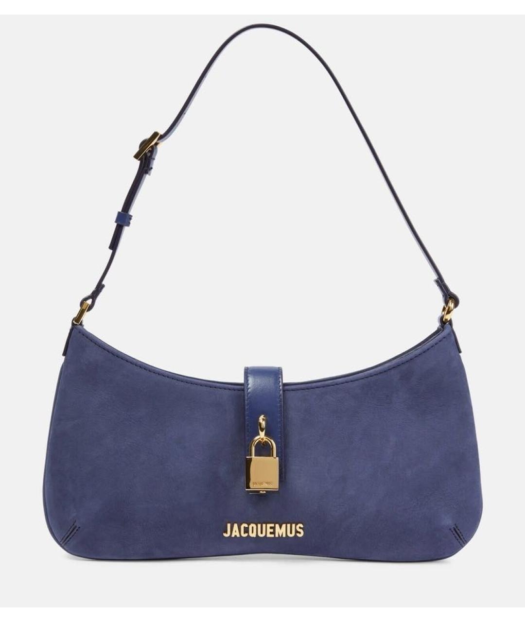 JACQUEMUS Темно-синяя замшевая сумка с короткими ручками, фото 5
