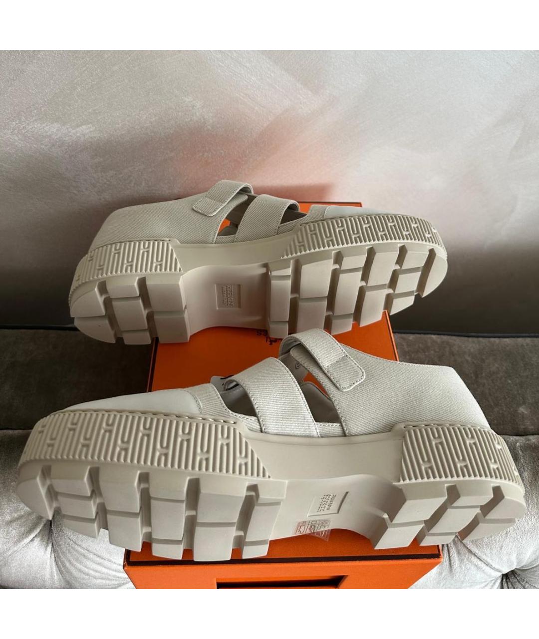 HERMES Бежевые кожаные сандалии, фото 5