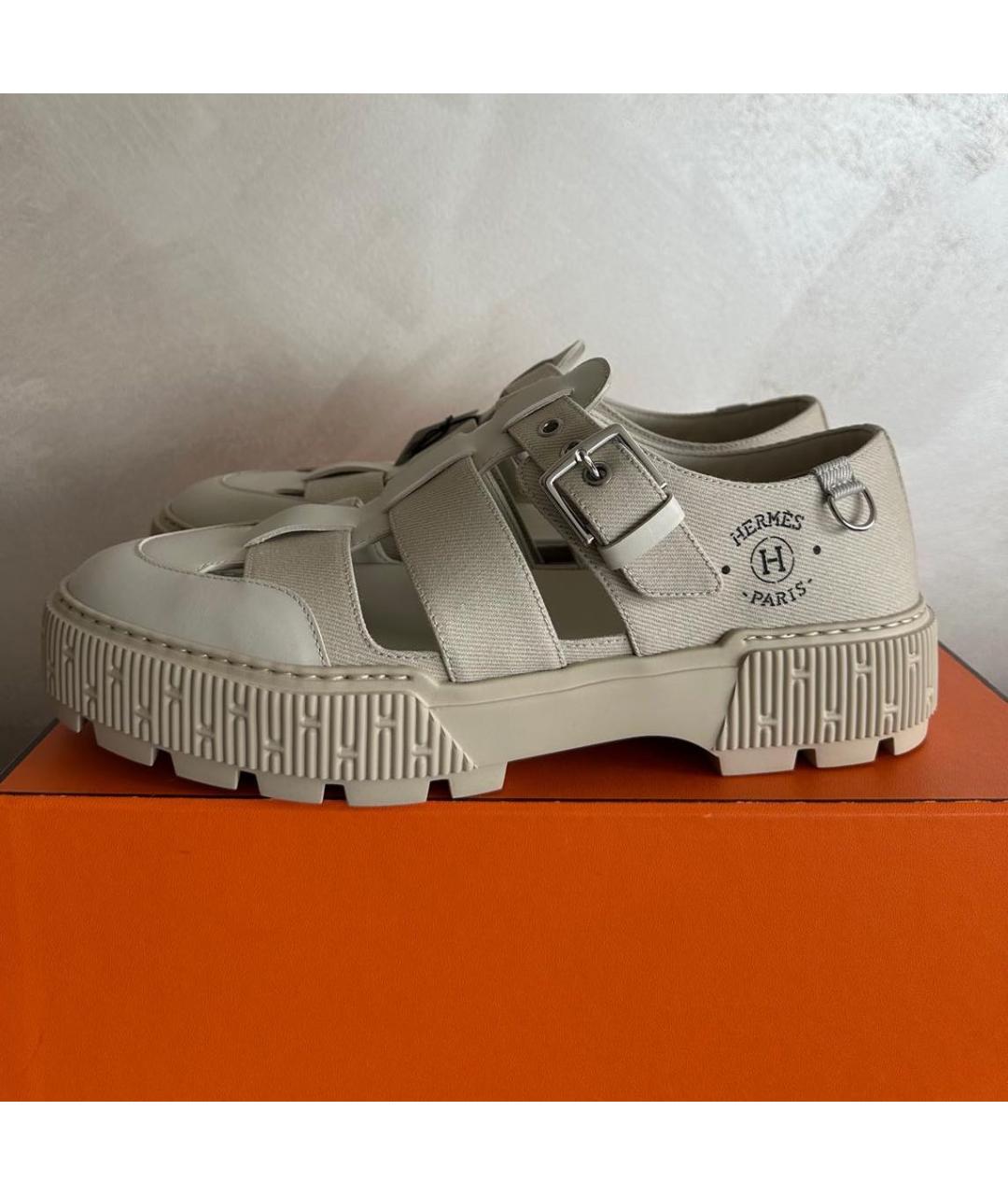 HERMES Бежевые кожаные сандалии, фото 9