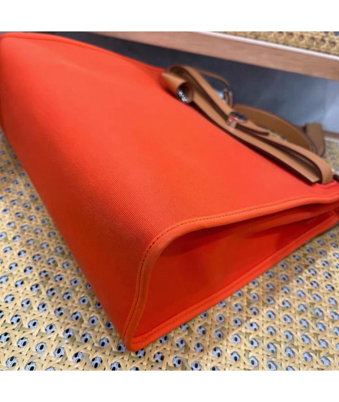 HERMES Оранжевая кожаная сумка тоут, фото 3