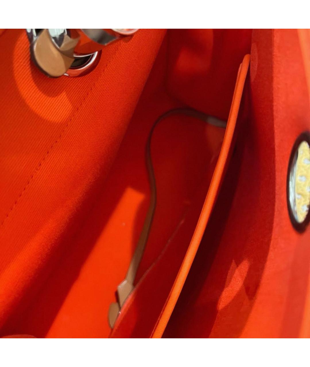 HERMES Оранжевая кожаная сумка тоут, фото 7