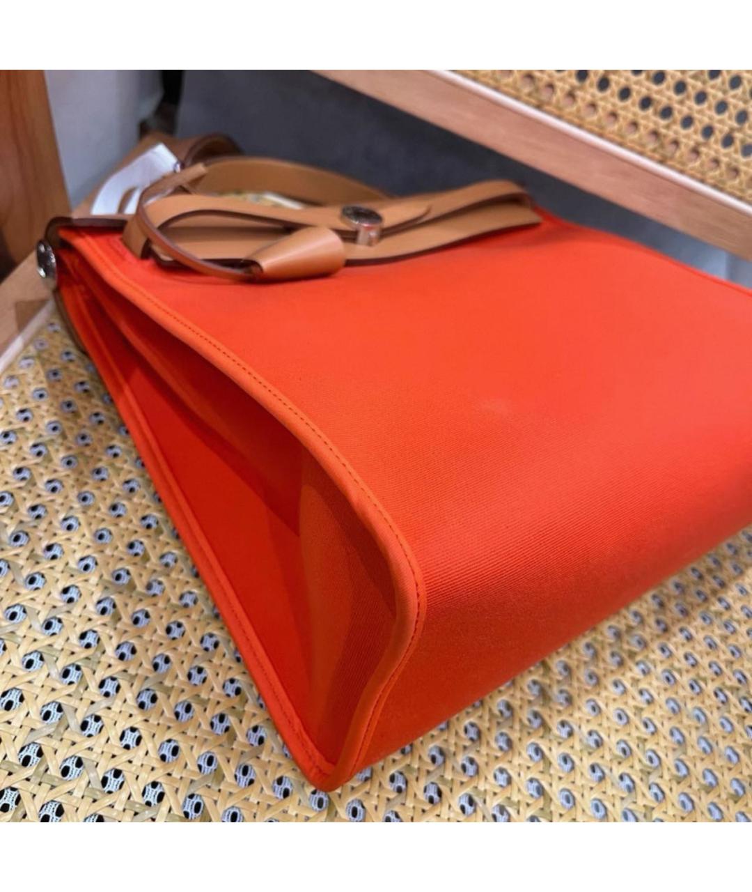 HERMES Оранжевая кожаная сумка тоут, фото 2