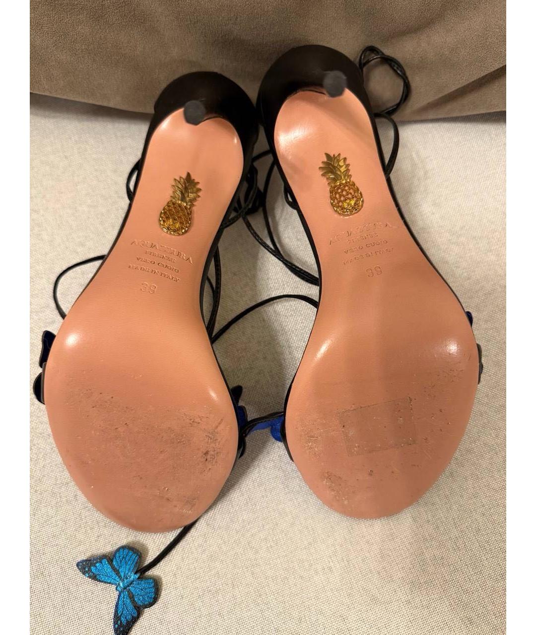 AQUAZZURA Синие кожаные босоножки, фото 7