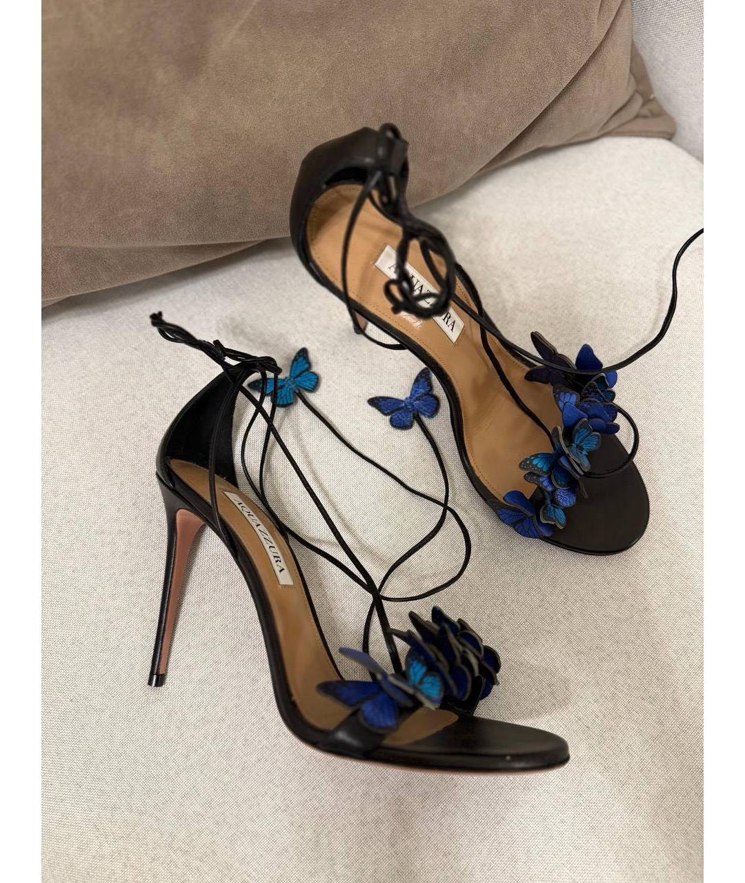 AQUAZZURA Синие кожаные босоножки, фото 9