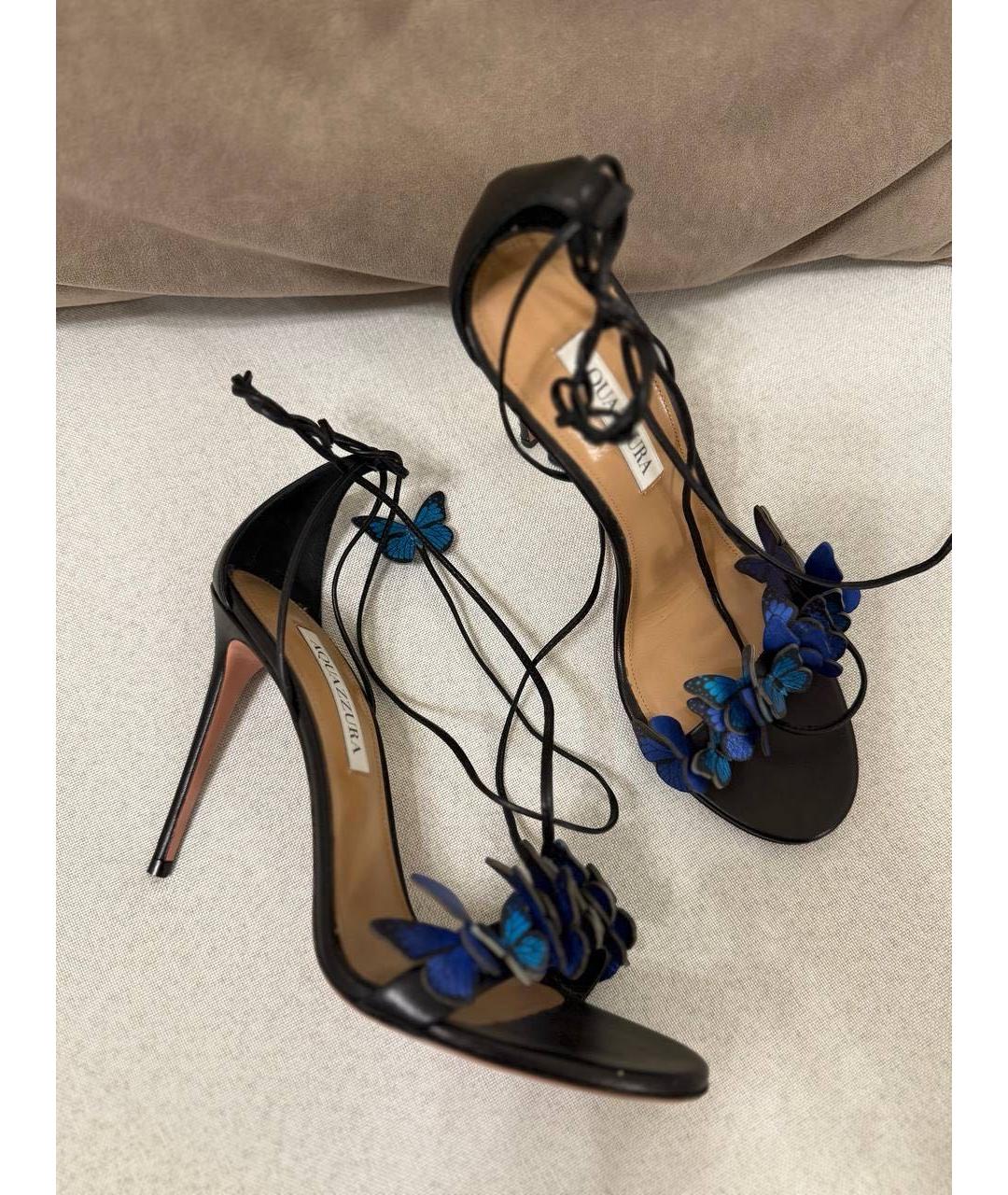 AQUAZZURA Синие кожаные босоножки, фото 4
