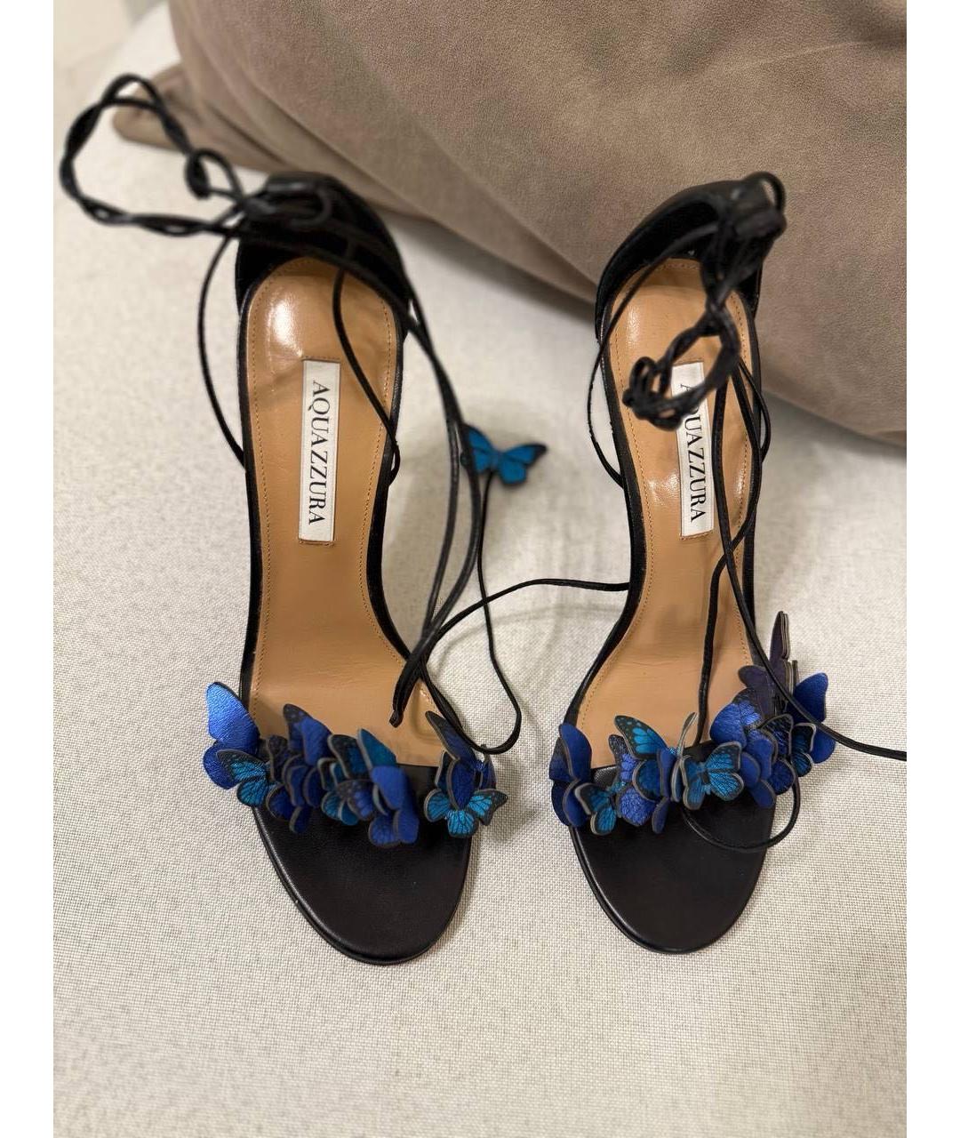 AQUAZZURA Синие кожаные босоножки, фото 6