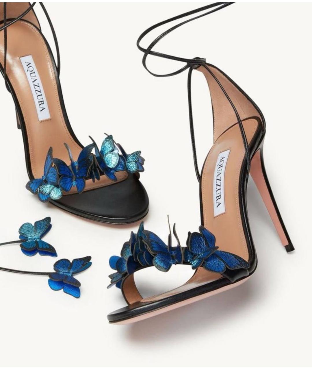 AQUAZZURA Синие кожаные босоножки, фото 2