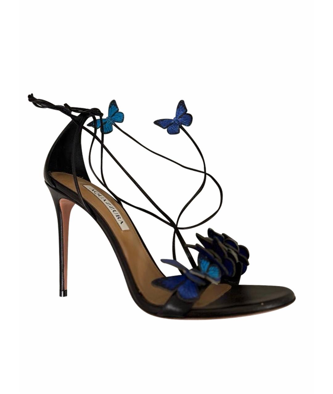 AQUAZZURA Синие кожаные босоножки, фото 1