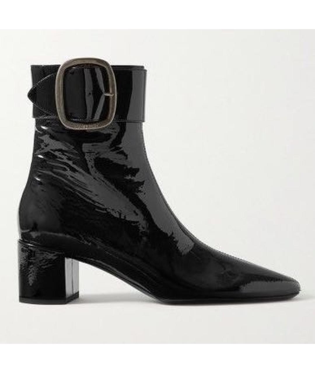 SAINT LAURENT Черные ботильоны из лакированной кожи, фото 4