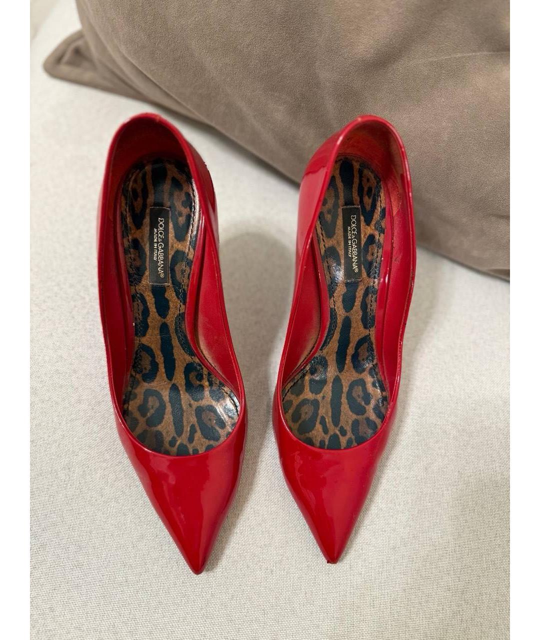 DOLCE&GABBANA Красные кожаные туфли, фото 2