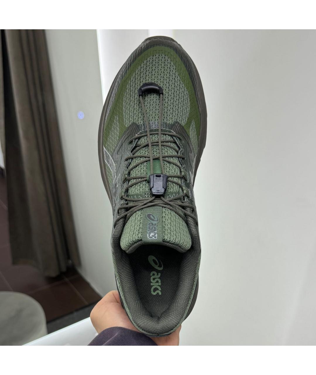 ASICS Хаки кожаные низкие кроссовки / кеды, фото 3