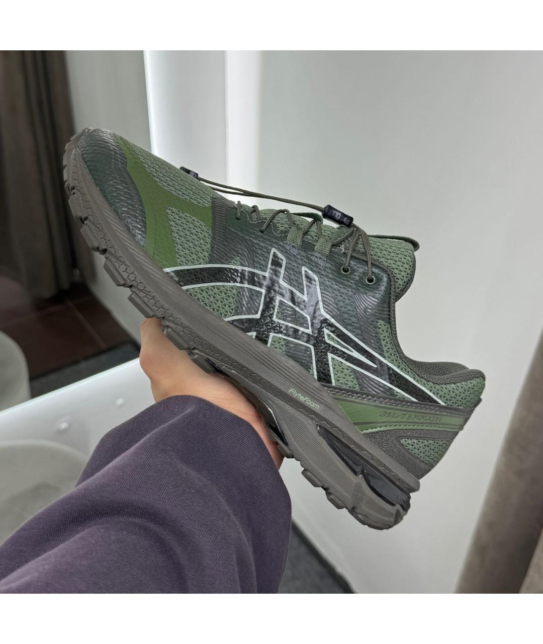 ASICS Хаки кожаные низкие кроссовки / кеды, фото 2