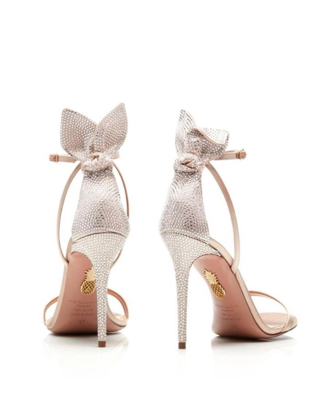 AQUAZZURA Бежевые кожаные босоножки, фото 5