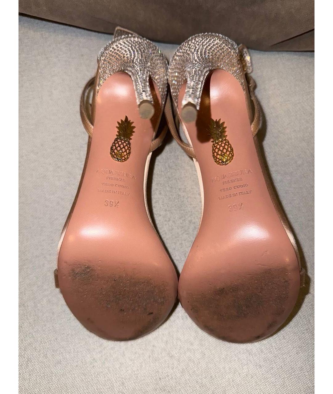 AQUAZZURA Бежевые кожаные босоножки, фото 6