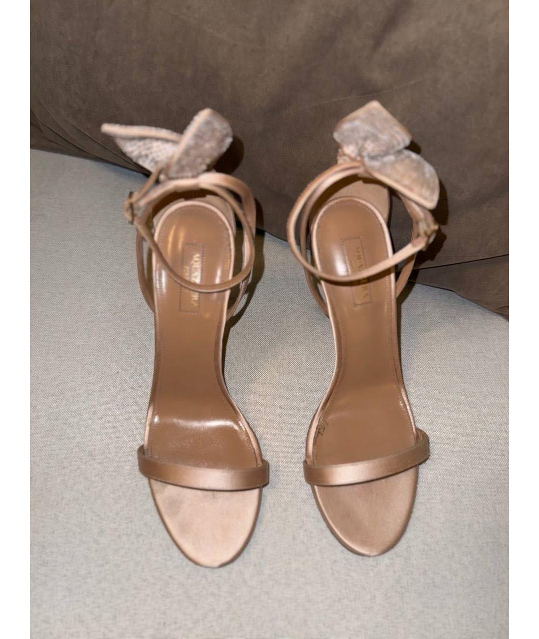 AQUAZZURA Бежевые кожаные босоножки, фото 3