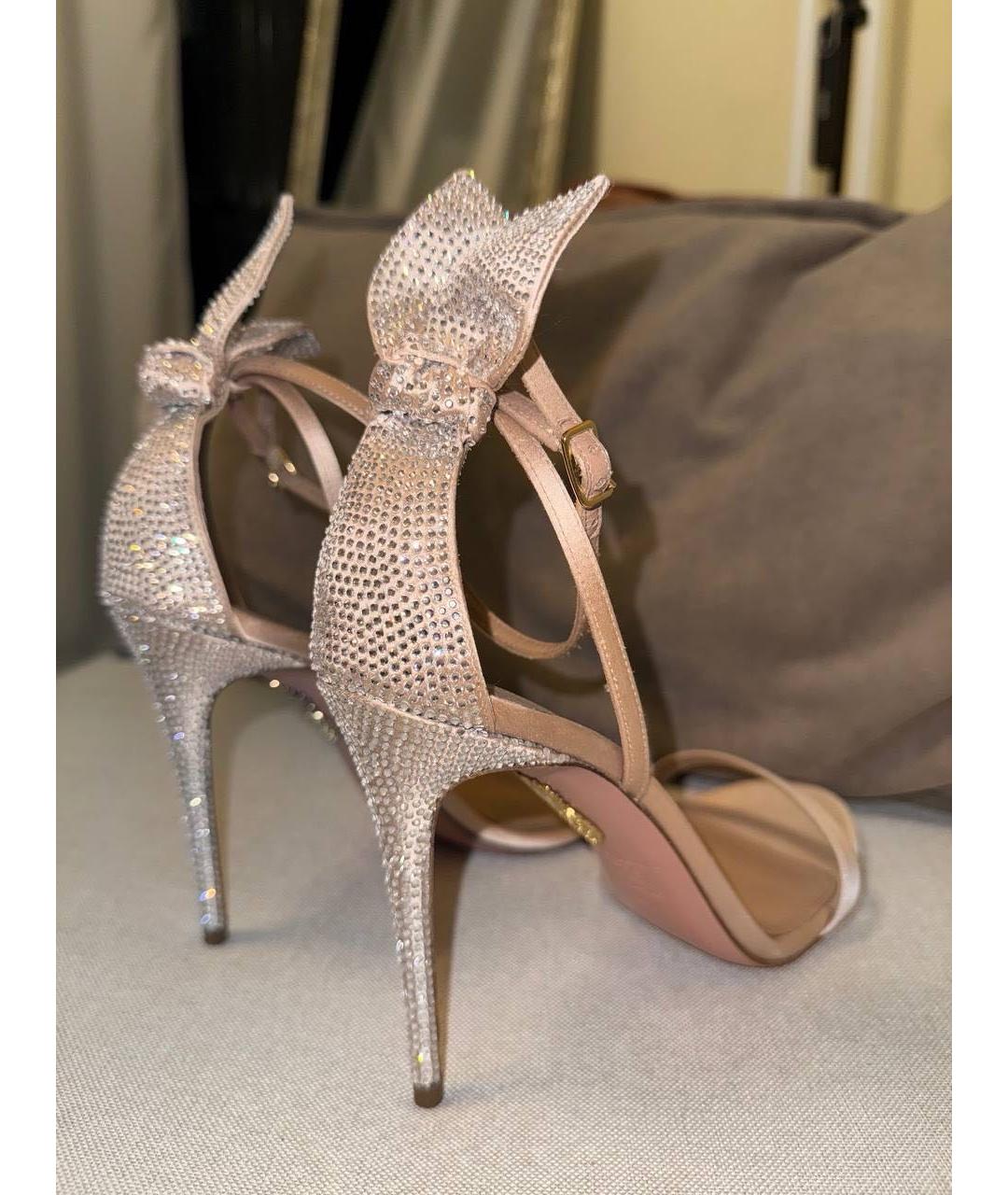 AQUAZZURA Бежевые кожаные босоножки, фото 7