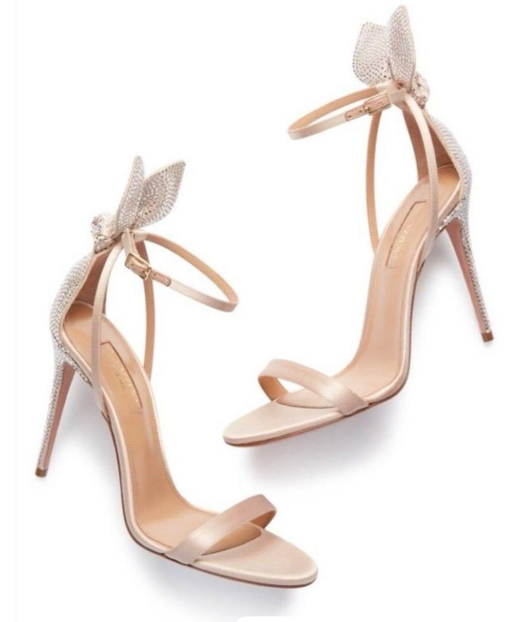 AQUAZZURA Бежевые кожаные босоножки, фото 8