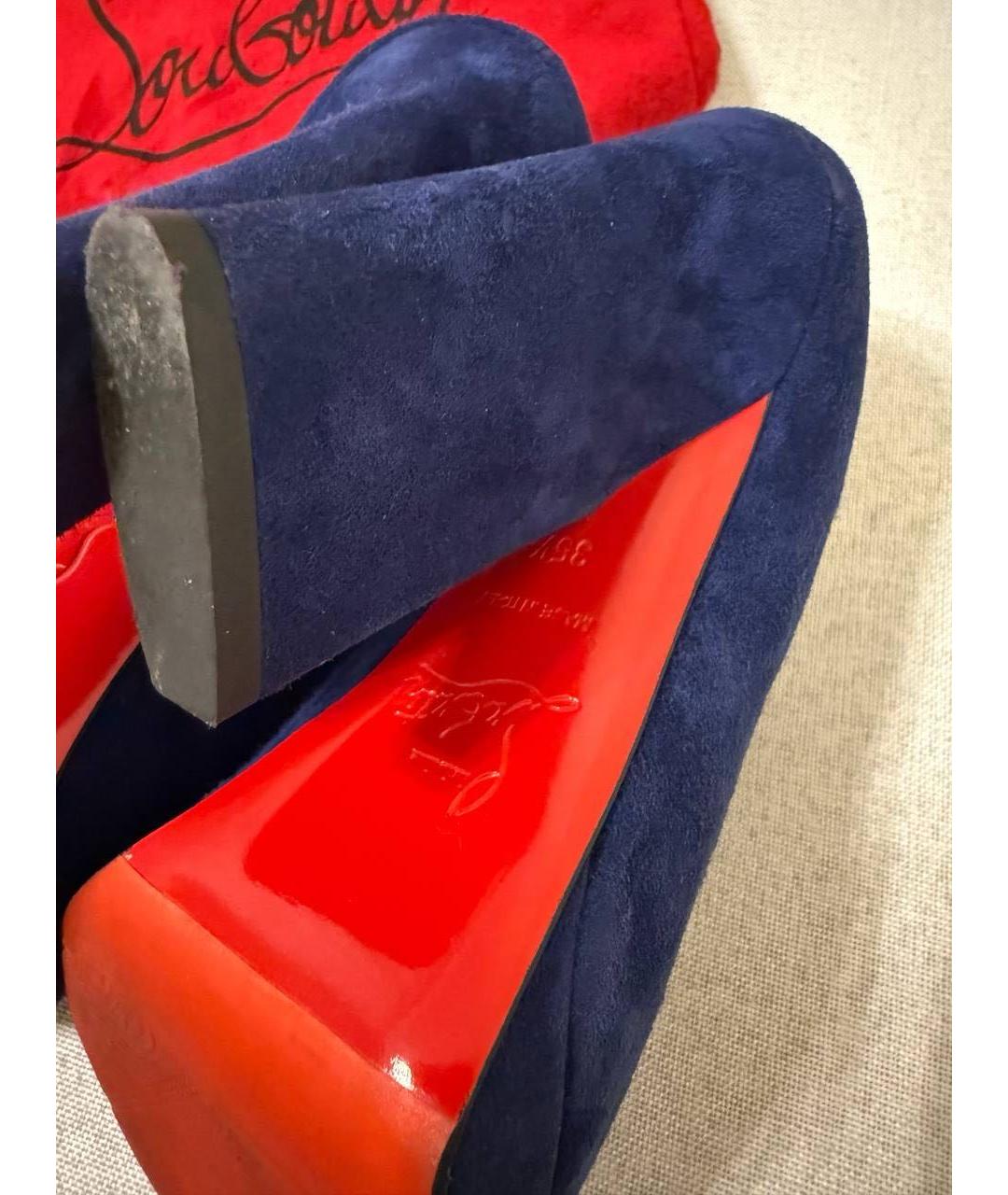 CHRISTIAN LOUBOUTIN Темно-синие замшевые ботильоны, фото 5