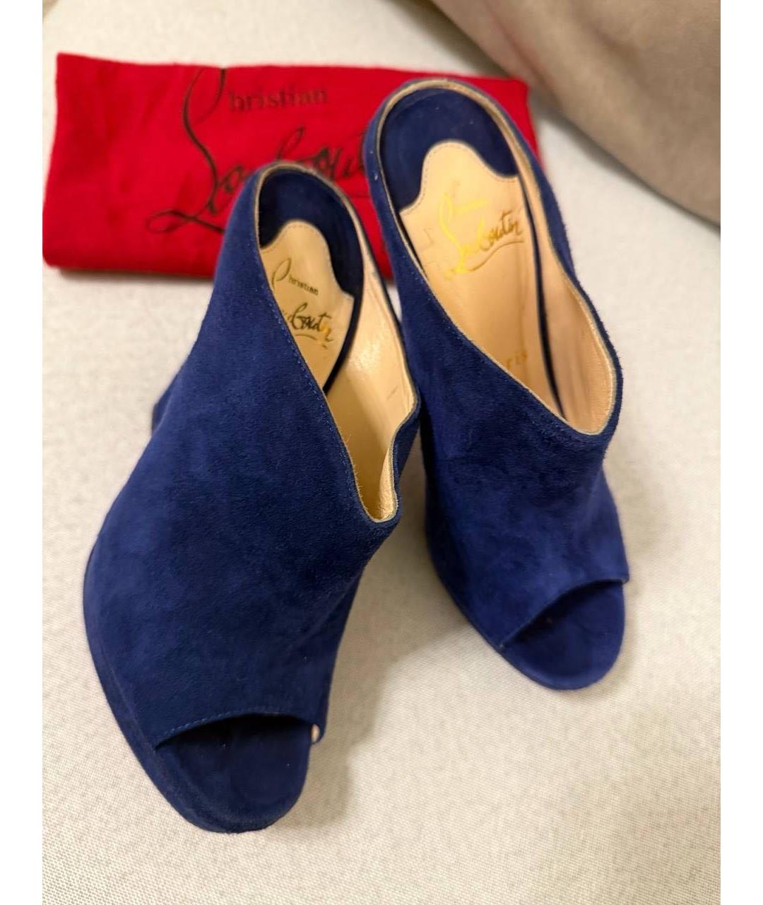 CHRISTIAN LOUBOUTIN Темно-синие замшевые ботильоны, фото 6