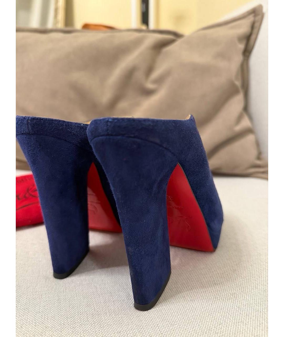 CHRISTIAN LOUBOUTIN Темно-синие замшевые ботильоны, фото 3