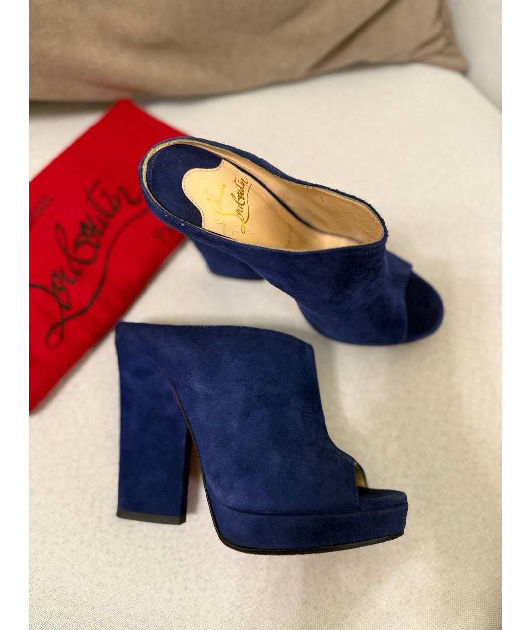 CHRISTIAN LOUBOUTIN Темно-синие замшевые ботильоны, фото 2