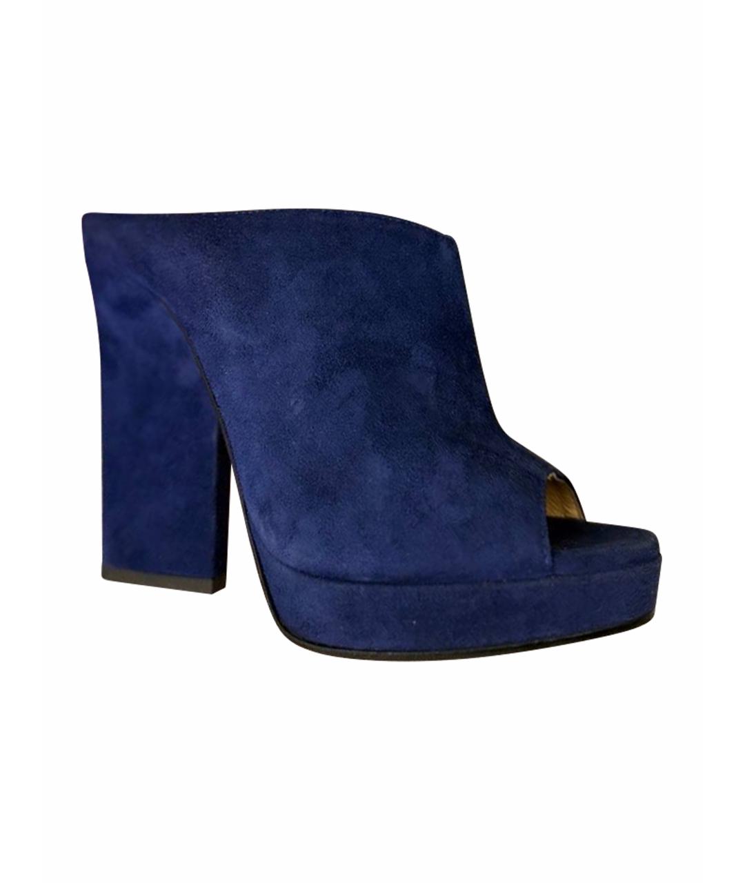 CHRISTIAN LOUBOUTIN Темно-синие замшевые ботильоны, фото 1