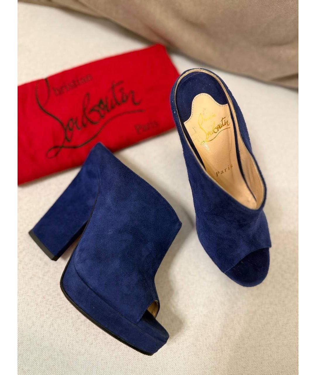 CHRISTIAN LOUBOUTIN Темно-синие замшевые ботильоны, фото 7