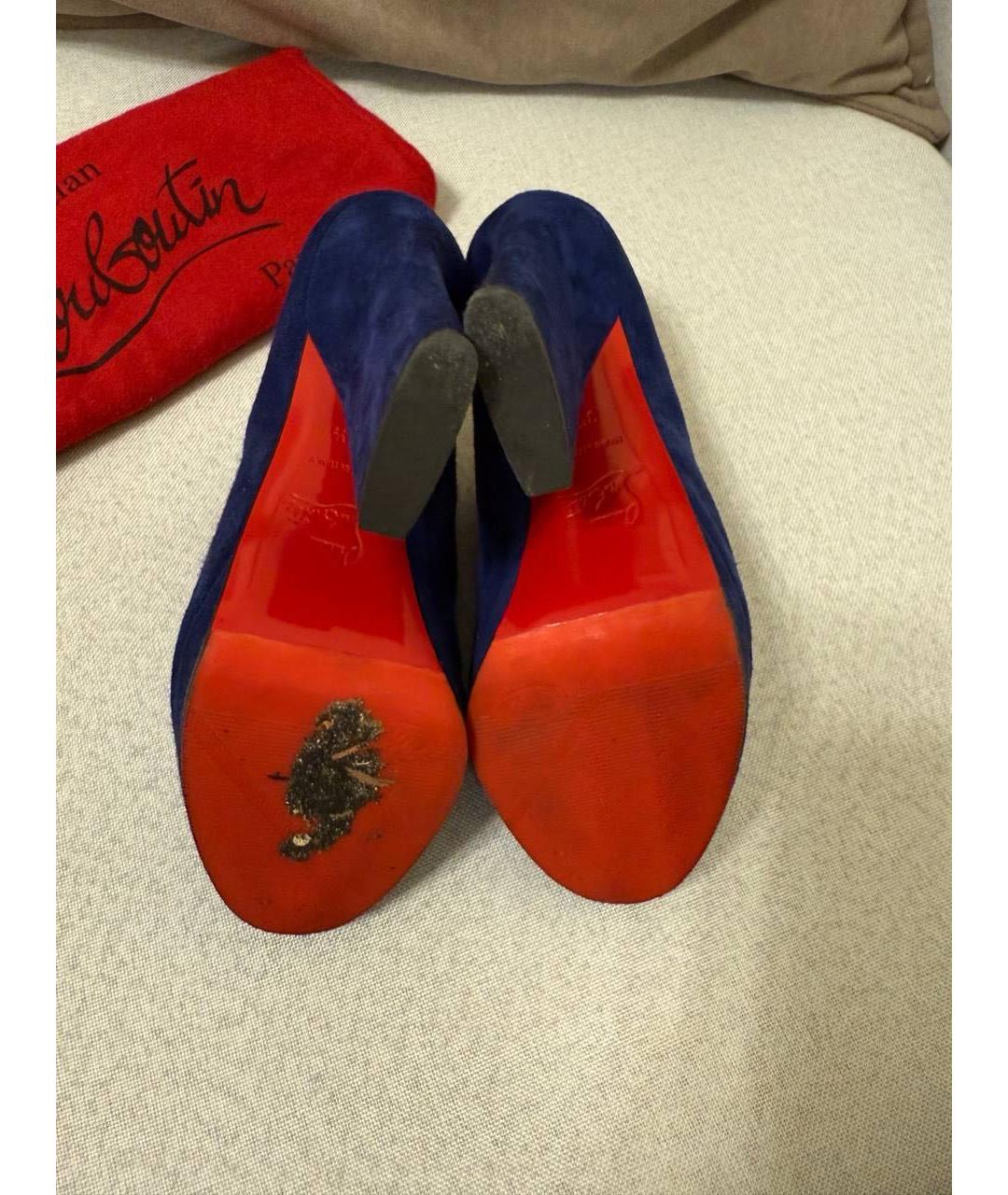 CHRISTIAN LOUBOUTIN Темно-синие замшевые ботильоны, фото 4