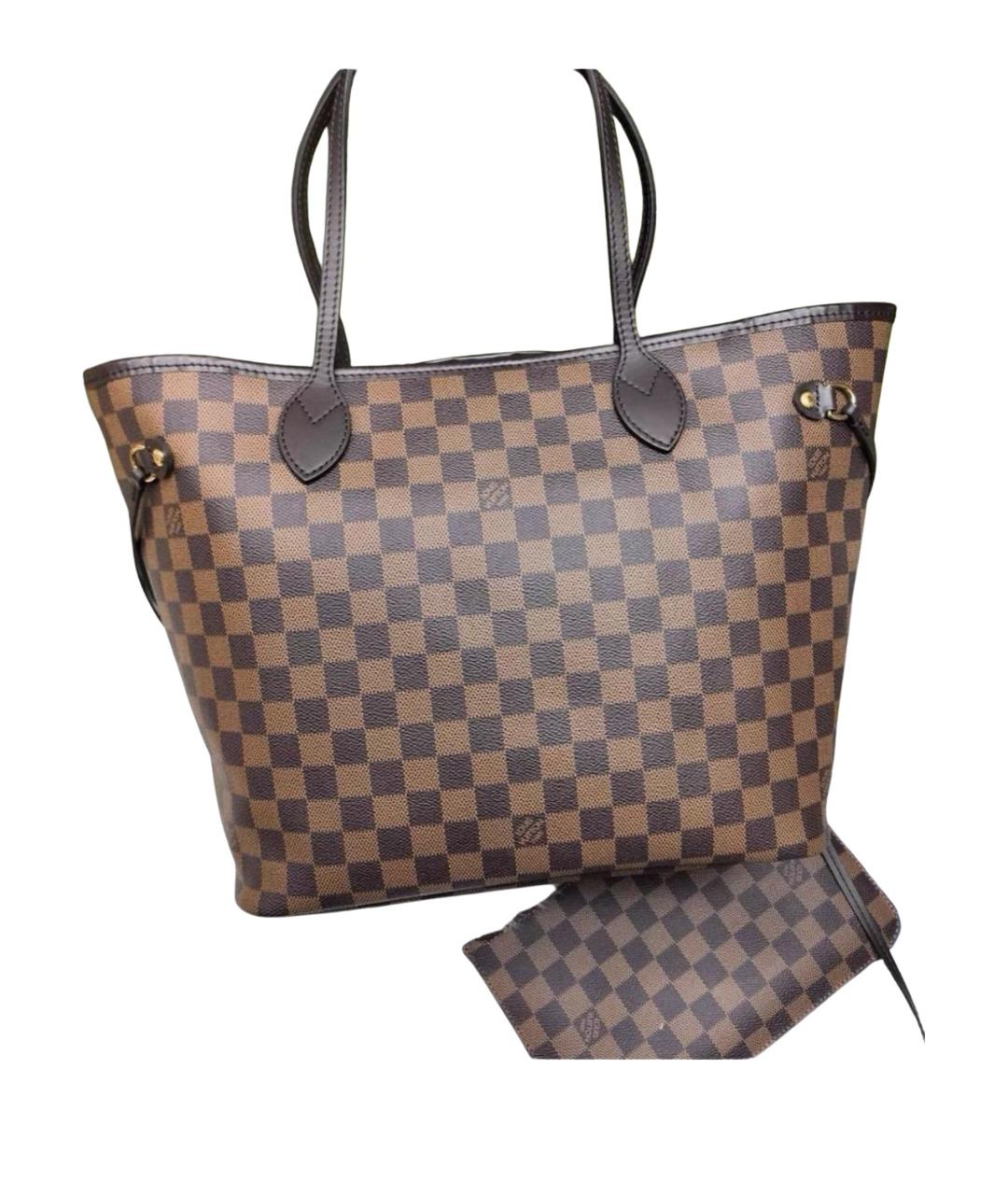 LOUIS VUITTON Коричневая кожаная сумка тоут, фото 10