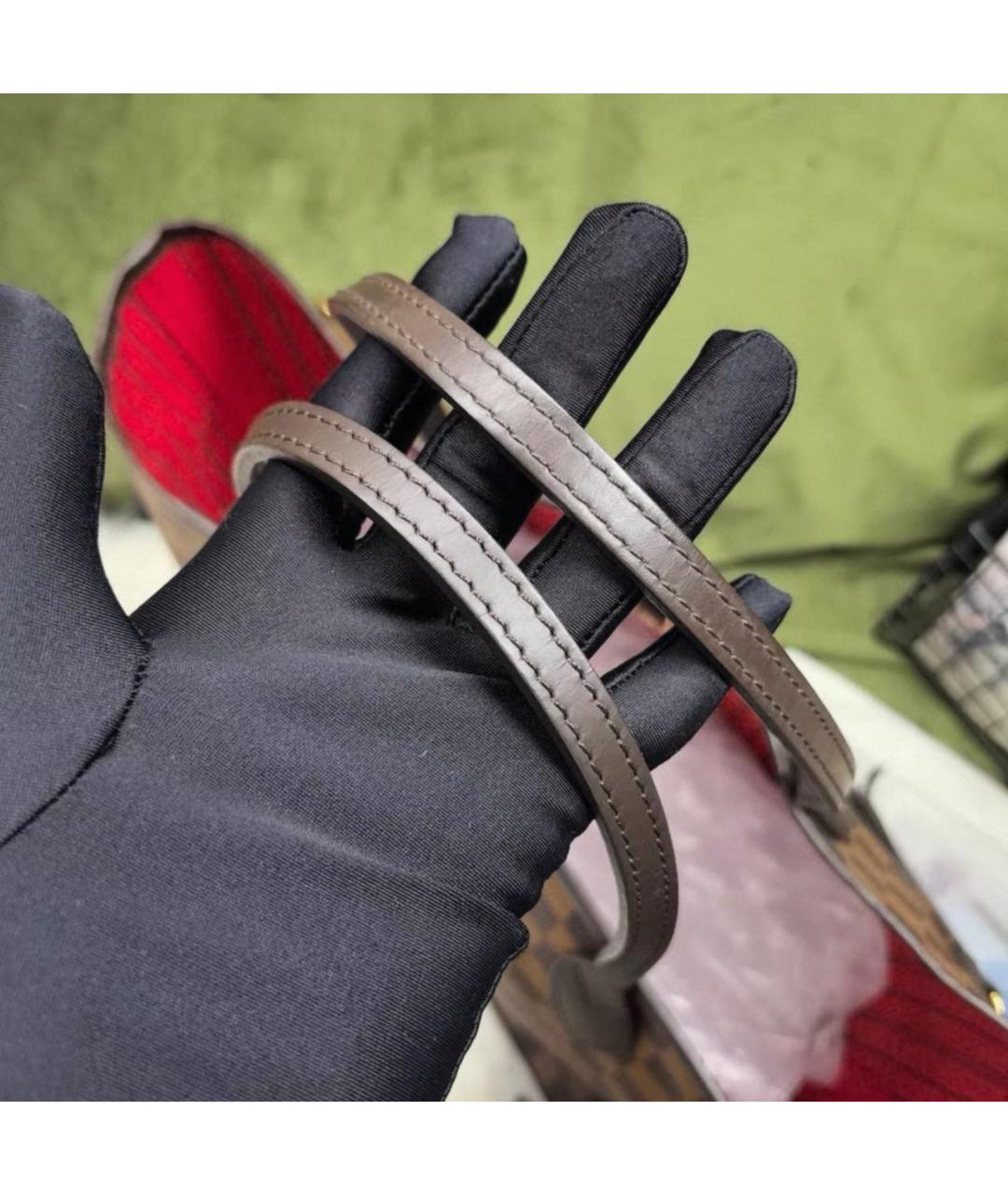 LOUIS VUITTON Коричневая кожаная сумка тоут, фото 5