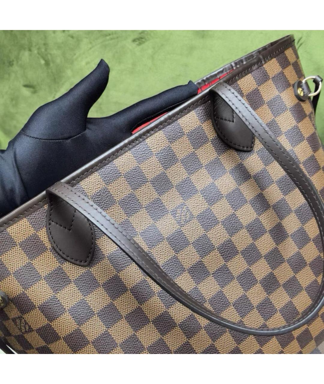 LOUIS VUITTON Коричневая кожаная сумка тоут, фото 7