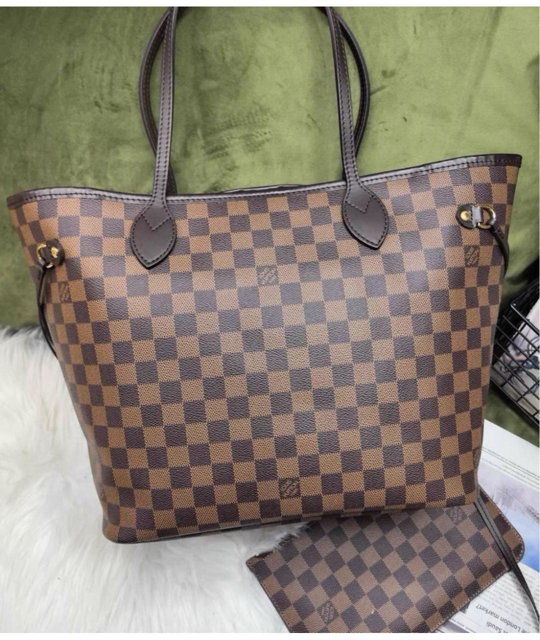 LOUIS VUITTON Коричневая кожаная сумка тоут, фото 9