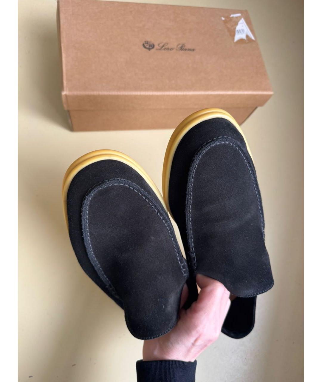 LORO PIANA Черные замшевые лоферы, фото 4
