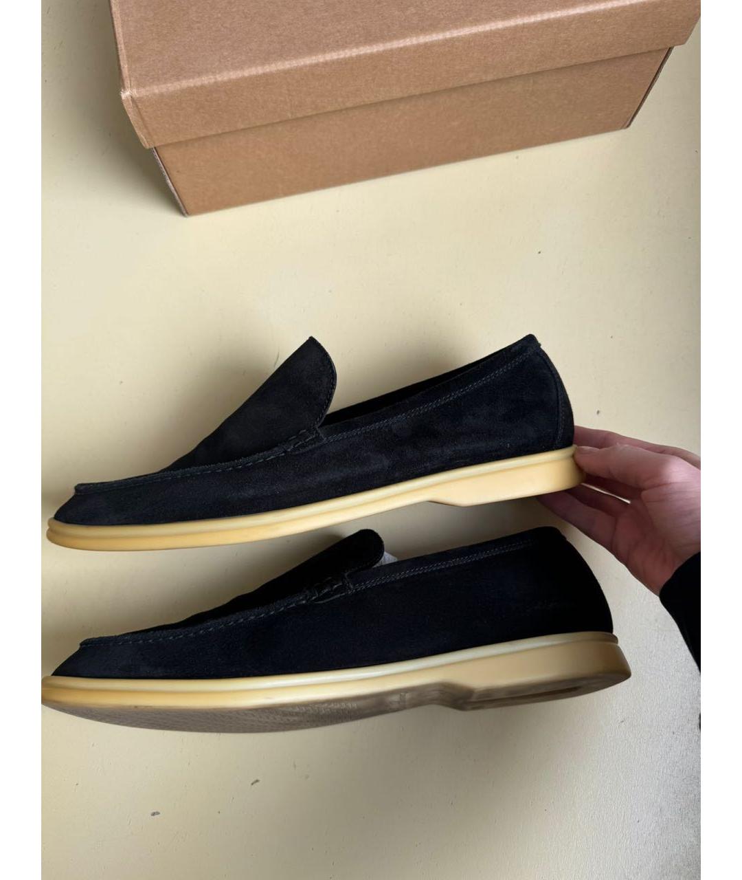 LORO PIANA Черные замшевые лоферы, фото 5