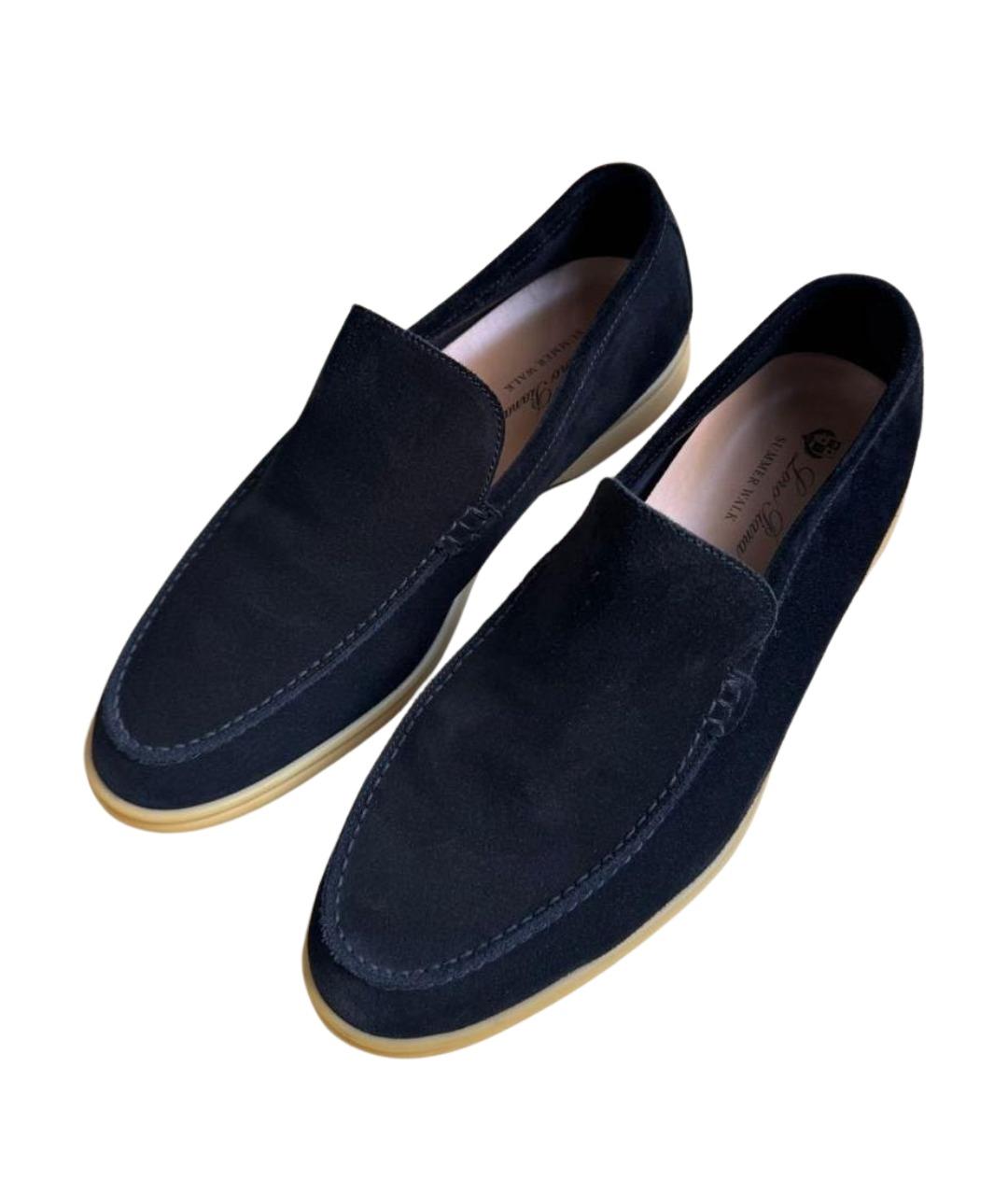 LORO PIANA Черные замшевые лоферы, фото 1