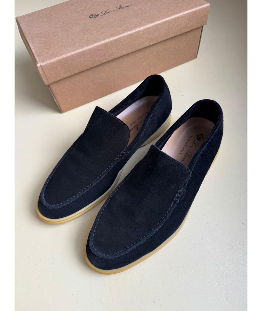 LORO PIANA Черные замшевые лоферы, фото 9