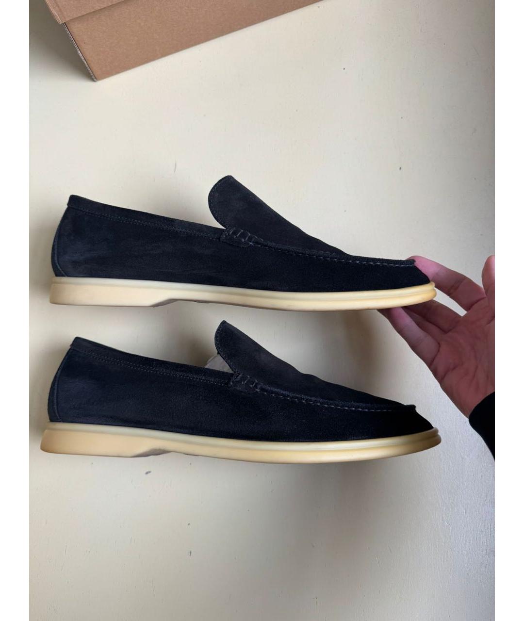 LORO PIANA Черные замшевые лоферы, фото 3