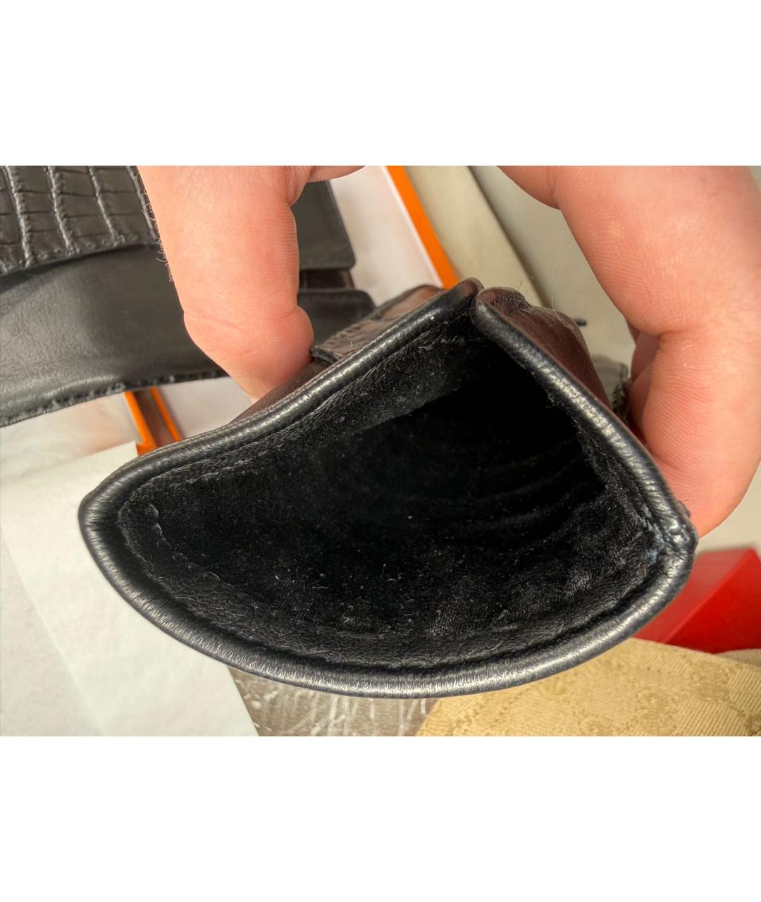 HERMES Черные кожаные перчатки, фото 6