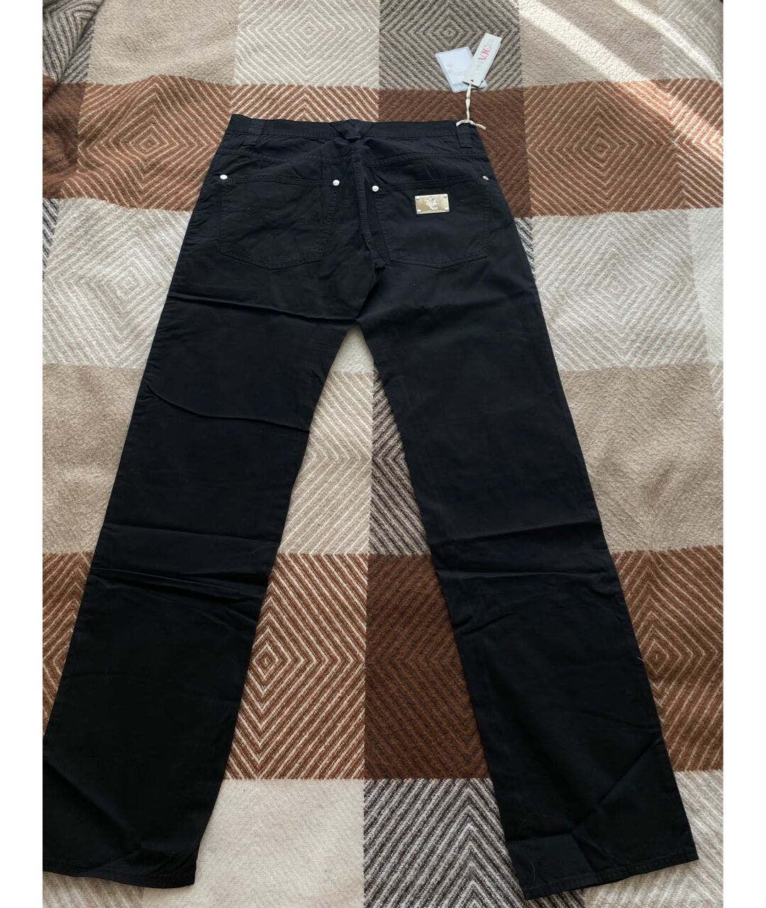 VERSACE Черные хлопковые прямые джинсы, фото 2